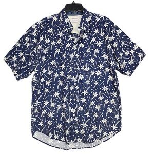 Bugle Boy Company Men's Blue Palm Tree Golf Club Print‎ Button Up Shirt Large